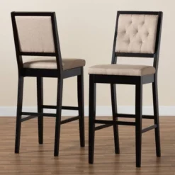 2pc Gideon Fabric Upholstered And Wood Barstool Set Sand/Dark Brown - Baxton Studio 14 2pc Gideon Fabric Upholstered And Wood Barstool Set Sand/Dark Brown - Baxton Studio -Baxton Studio GUEST 2b43962f 5b4b 4b5a 8bc6 54627508c4a4