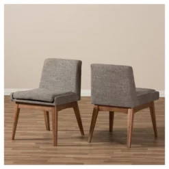 Set Of 2 Nexus Mid - Century Modern Wood Finishing And Fabric Upholstered Dining Side Chair Gravel/Walnut Brown - Baxton Studio 8 Set Of 2 Nexus Mid - Century Modern Wood Finishing And Fabric Upholstered Dining Side Chair Gravel/Walnut Brown - Baxton Studio -Baxton Studio GUEST 2b8ae264 c656 4391 9e5e 5e7178814403