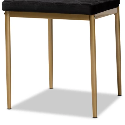 4pc Blaise Velvet Fabric Upholstered And Metal Dining Chair Set - Baxton Studio 3 4pc Blaise Velvet Fabric Upholstered And Metal Dining Chair Set - Baxton Studio - Image 3