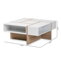 Rasa Wood Coffee Table White/Oak - Baxton Studio: Modern Living Room Furniture, Geometric Design, Open Storage Shelves 11 Rasa Wood Coffee Table White/Oak - Baxton Studio: Modern Living Room Furniture, Geometric Design, Open Storage Shelves -Baxton Studio GUEST 2bb0237e 525e 4952 82ca 789e0b840976