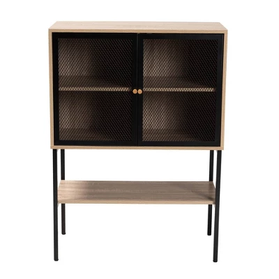 Asher Wood And Metal 2 Door Sideboard Dining Cabinet Natural Brown/Black - Baxton Studio 1 Asher Wood And Metal 2 Door Sideboard Dining Cabinet Natural Brown/Black - Baxton Studio
