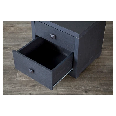 Silvertone Modern Nightstand Espresso - Baxton Studio 2 Silvertone Modern Nightstand Espresso - Baxton Studio - Image 2