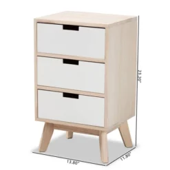 Halian Two-Tone Wood 3 Drawer Nightstand White/Light Brown - Baxton Studio -Baxton Studio GUEST 2ca0c780 89e7 44a4 9866 20b7869abb88