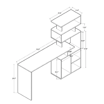 Foster Wood Storage Desk With Shelves Walnut/Brown - Baxton Studio 6 Foster Wood Storage Desk With Shelves Walnut/Brown - Baxton Studio - Image 6