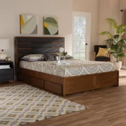 Elin Wood Platform Storage Bed With Drawers Dark Gray/Walnut - Baxton Studio 19 Elin Wood Platform Storage Bed With Drawers Dark Gray/Walnut - Baxton Studio -Baxton Studio GUEST 2cf951db adf9 4180 b0e5 f560a2113ff8