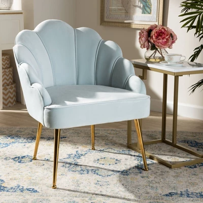Cinzia Velvet Upholstered Seashell Shaped Accent Chair - Baxton Studio 6 Cinzia Velvet Upholstered Seashell Shaped Accent Chair - Baxton Studio - Image 6