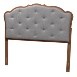 Baxton Studio Baxton Studio Queen Leandra Fabric And Wood Headboard Gray/Walnut Brown