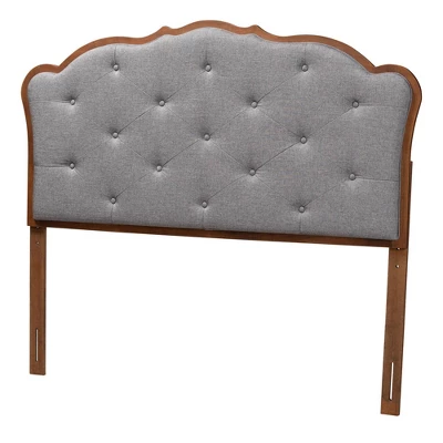 Baxton Studio Baxton Studio Queen Leandra Fabric And Wood Headboard Gray/Walnut Brown 1 Baxton Studio Baxton Studio Queen Leandra Fabric And Wood Headboard Gray/Walnut Brown