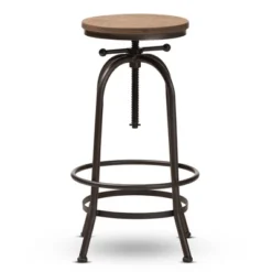 Baxton Studio Aline Wood And Rust Finished Steel Adjustable Swivel Barstool Brown - BaxtonStudio -Baxton Studio GUEST 2d970210 d76d 462c 9ed8 8e4c5b1d3760