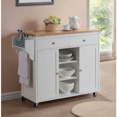 Meryland Modern Kitchen Island Cart White - Baxton Studio 1 Meryland Modern Kitchen Island Cart White - Baxton Studio