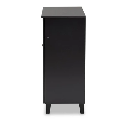 Shelf Wood Shoe Storage Cabinet With Drawer Coolidge Finished Dark Gray - Baxton Studio 3 Shelf Wood Shoe Storage Cabinet With Drawer Coolidge Finished Dark Gray - Baxton Studio - Image 3