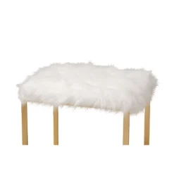 Gwyn Glam And Luxe Faux Fur Upholstered And Metal Ottoman White/Gold - Baxton Studio 8 Gwyn Glam And Luxe Faux Fur Upholstered And Metal Ottoman White/Gold - Baxton Studio -Baxton Studio GUEST 2e9f8aa8 6ace 4e8f 81ca abf4e0fa9ed7