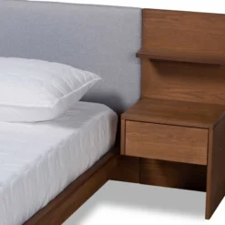 Queen Sami Light Fabric Upholstered And Wood Bed With Built In Nightstands Gray/Brown - Baxton Studio 13 Queen Sami Light Fabric Upholstered And Wood Bed With Built In Nightstands Gray/Brown - Baxton Studio -Baxton Studio GUEST 2efcb05b af6b 429a b5b0 d58a43c06377