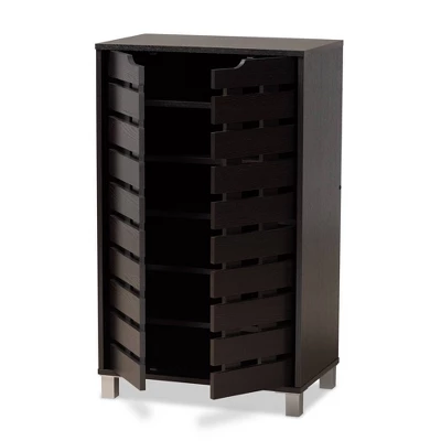 2 Door Ernest Brown Wood Shoe Storage Cabinet Dark Brown - Baxton Studio 1 2 Door Ernest Brown Wood Shoe Storage Cabinet Dark Brown - Baxton Studio