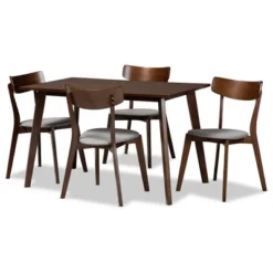 5pc Nori Upholstered Wood Dining Set - Baxton Studio -Baxton Studio GUEST 2f8634d4 425b 4b5f a5b5 67779d6faf21