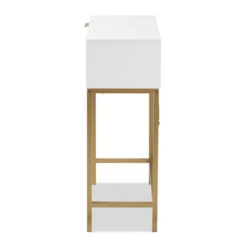 Giona Two-Tone Wood And Metal 1 Drawer Console Table White/Gold - Baxton Studio 12 Giona Two-Tone Wood And Metal 1 Drawer Console Table White/Gold - Baxton Studio -Baxton Studio GUEST 2ffc1656 e118 445f baa9 8d1a03999538