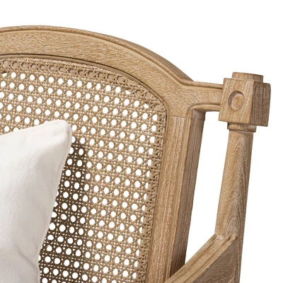 Clemence Upholstered Whitewashed Wood Accent Chair Ivory/Oak - Baxton Studio 7 Clemence Upholstered Whitewashed Wood Accent Chair Ivory/Oak - Baxton Studio - Image 7