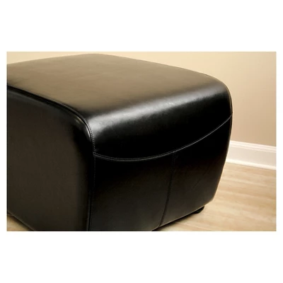 Full Leather Ottoman With Rounded Sides - Baxton Studio 3 Full Leather Ottoman With Rounded Sides - Baxton Studio - Image 3
