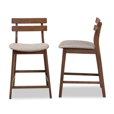 Set Of 2 Larine Wood Counter Height Barstools - Baxton Studio 2 Set Of 2 Larine Wood Counter Height Barstools - Baxton Studio - Image 2
