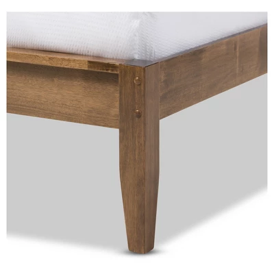 Queen Daylan Mid Century Modern Solid Wood Slatted Platform Bed Walnut Brown - Baxton Studio 2 Queen Daylan Mid Century Modern Solid Wood Slatted Platform Bed Walnut Brown - Baxton Studio - Image 2