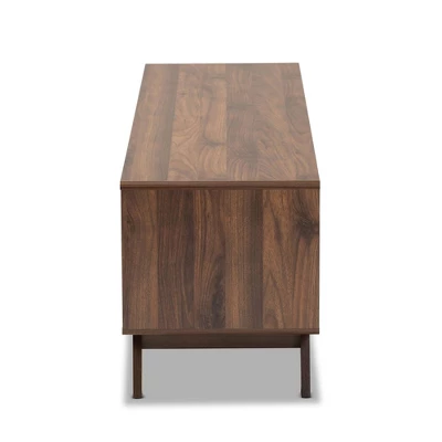 2 Drawer Koji Two-Toned Wood TV Stand For TVs Up To 65" Gray/Walnut - Baxton Studio 3 2 Drawer Koji Two-Toned Wood TV Stand For TVs Up To 65" Gray/Walnut - Baxton Studio - Image 3