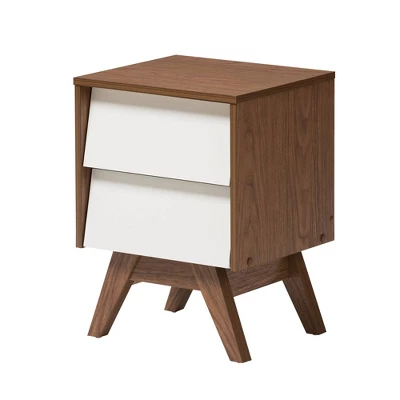 3pc Hildon Two-Tone Wood Storage Set White/Walnut Brown - Baxton Studio 2 3pc Hildon Two-Tone Wood Storage Set White/Walnut Brown - Baxton Studio - Image 2