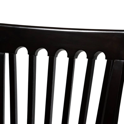 7pc Minette Fabric Upholstered Espresso Wood Dining Set Sand/Dark Brown - Baxton Studio 2 7pc Minette Fabric Upholstered Espresso Wood Dining Set Sand/Dark Brown - Baxton Studio - Image 2