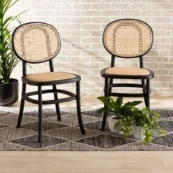 2pc Garold Woven Rattan And Wood Cane Dining Chair Set - Baxton Studio 15 2pc Garold Woven Rattan And Wood Cane Dining Chair Set - Baxton Studio -Baxton Studio GUEST 3134c9ca 2685 4ffc af5e 3272b72e8956