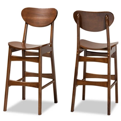 2pc Katya Wood Barstool Set - Baxton Studio 8 2pc Katya Wood Barstool Set - Baxton Studio - Image 8