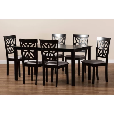 7pc Dallas Fabric Upholstered And Wood Dining Set - Baxton Studio 6 7pc Dallas Fabric Upholstered And Wood Dining Set - Baxton Studio - Image 6