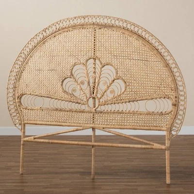 Queen Size Marlette Rattan Standalone Headboard Natural Brown - Baxton Studio 6 Queen Size Marlette Rattan Standalone Headboard Natural Brown - Baxton Studio - Image 6