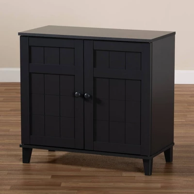 Shelf Wood Shoe Storage Cabinet Glidden Finished Dark Gray - Baxton Studio 2 Shelf Wood Shoe Storage Cabinet Glidden Finished Dark Gray - Baxton Studio - Image 2