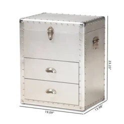 Serge Metal 2 Drawer Accent Storage Chest Silver - Baxton Studio -Baxton Studio GUEST 324a2209 75a5 4edb a1ee 01ba51d64420