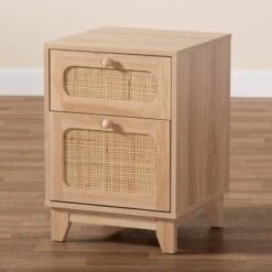 Elsbeth Wood And Natural Rattan 1 Drawer End Table Light Brown/Natural Brown - Baxton Studio 15 Elsbeth Wood And Natural Rattan 1 Drawer End Table Light Brown/Natural Brown - Baxton Studio -Baxton Studio GUEST 324b1a34 46ea 4ffa a474 0b3940bcc3f5