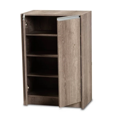 Langston Weathered Wood 2 Door Shoe Cabinet Oak - Baxton Studio 1 Langston Weathered Wood 2 Door Shoe Cabinet Oak - Baxton Studio