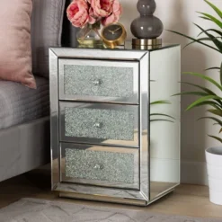 Talan 3 Drawers Mirrored Nightstand - Baxton Studio 10 Talan 3 Drawers Mirrored Nightstand - Baxton Studio -Baxton Studio GUEST 32b15d6a 7ea2 4069 a5b6 c25066aaa1e1