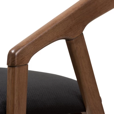 Set Of 2 Wendy Midcentury Modern Velvet And Walnut Wood Finishing Dining Chairs Dark Gray/ Brown - Baxton Studio 3 Set Of 2 Wendy Midcentury Modern Velvet And Walnut Wood Finishing Dining Chairs Dark Gray/ Brown - Baxton Studio - Image 3