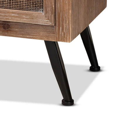 Calida Wood And Rattan 3 Drawer Storage Cabinet Brown - Baxton Studio 5 Calida Wood And Rattan 3 Drawer Storage Cabinet Brown - Baxton Studio - Image 5