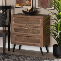 Calida Wood And Rattan 3 Drawer Storage Cabinet Brown - Baxton Studio 13 Calida Wood And Rattan 3 Drawer Storage Cabinet Brown - Baxton Studio -Baxton Studio GUEST 333f8ae8 f61f 4a7d 8f9b 517a409acb41
