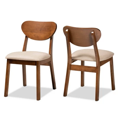 2pc Damara Fabric Upholstered And Wood Dining Chair Set - Baxton Studio 8 2pc Damara Fabric Upholstered And Wood Dining Chair Set - Baxton Studio - Image 8
