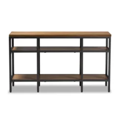 Caribou Rustic Industrial Style Oak Wood And Metal Finished Console Table Black - Baxton Studio
