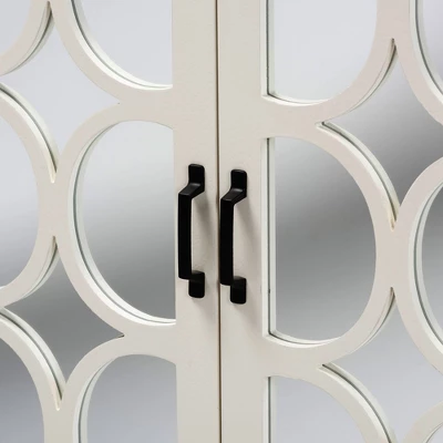 Garcelle Wood And Mirrored Glass 2 Door Sideboard White - Baxton Studio 4 Garcelle Wood And Mirrored Glass 2 Door Sideboard White - Baxton Studio - Image 4