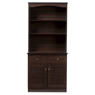 Agni Modern And Contemporary Buffet And Hutch Kitchen Cabinet - Dark Brown - Baxton Studio 2 Agni Modern And Contemporary Buffet And Hutch Kitchen Cabinet - Dark Brown - Baxton Studio - Image 2