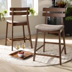 Set Of 2 Larine Wood Counter Height Barstools - Baxton Studio 14 Set Of 2 Larine Wood Counter Height Barstools - Baxton Studio -Baxton Studio GUEST 33a844c2 3ce7 4822 b316 7188095d8a92