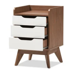 Brighton Mid - Century Modern Wood 3 - Drawer Storage Nightstand - Brown - Baxton Studio