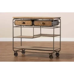 2 Drawer Grant Vintage Rustic Industrial Wood And Metal Kitchen Cart Brown/Black - Baxton Studio 15 2 Drawer Grant Vintage Rustic Industrial Wood And Metal Kitchen Cart Brown/Black - Baxton Studio -Baxton Studio GUEST 350717be 0b1f 49e8 b555 4c4707489393