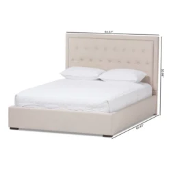 Queen Taylor Modern And Contemporary Fabric Upholstered Gas Lift Platform Bed Light Beige - Baxton Studio 17 Queen Taylor Modern And Contemporary Fabric Upholstered Gas Lift Platform Bed Light Beige - Baxton Studio -Baxton Studio GUEST 351f3714 f743 43a6 a445 acbe29346323