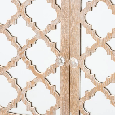 1 Drawer Leah Mirrored Storage Cabinet Whitewashed Brown - Baxton Studio 4 1 Drawer Leah Mirrored Storage Cabinet Whitewashed Brown - Baxton Studio - Image 4