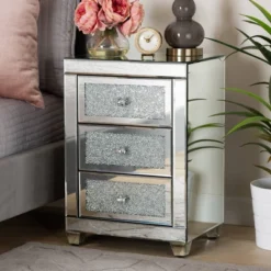 Ralston 3 Drawers Mirrored Nightstand - Baxton Studio 10 Ralston 3 Drawers Mirrored Nightstand - Baxton Studio -Baxton Studio GUEST 355b186c a7b5 497a ace2 15531f1450e1