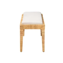 Sofia Rattan And Mahogany Wood Bench White/Natural Brown - Baxton Studio -Baxton Studio GUEST 35a959f7 d2d6 41e1 abac f2544de8c0b3